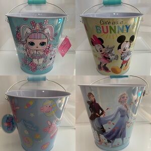 Easter Halloween Tin Bucket Double-Sided NWT Pick One Of 4  Character Buckets!